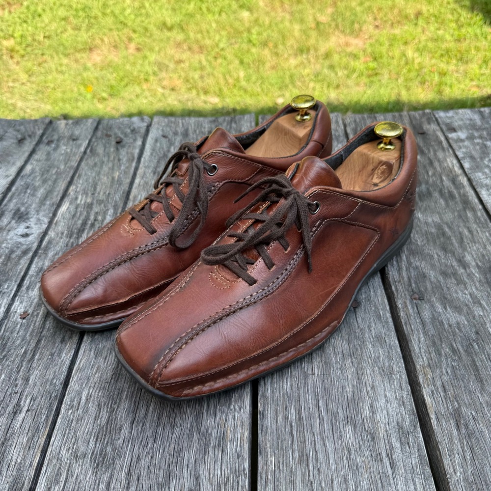 Pikolinos Mens Size 44 EU 11 US Brown Leather Lace Up Oxford Square Toe Shoes